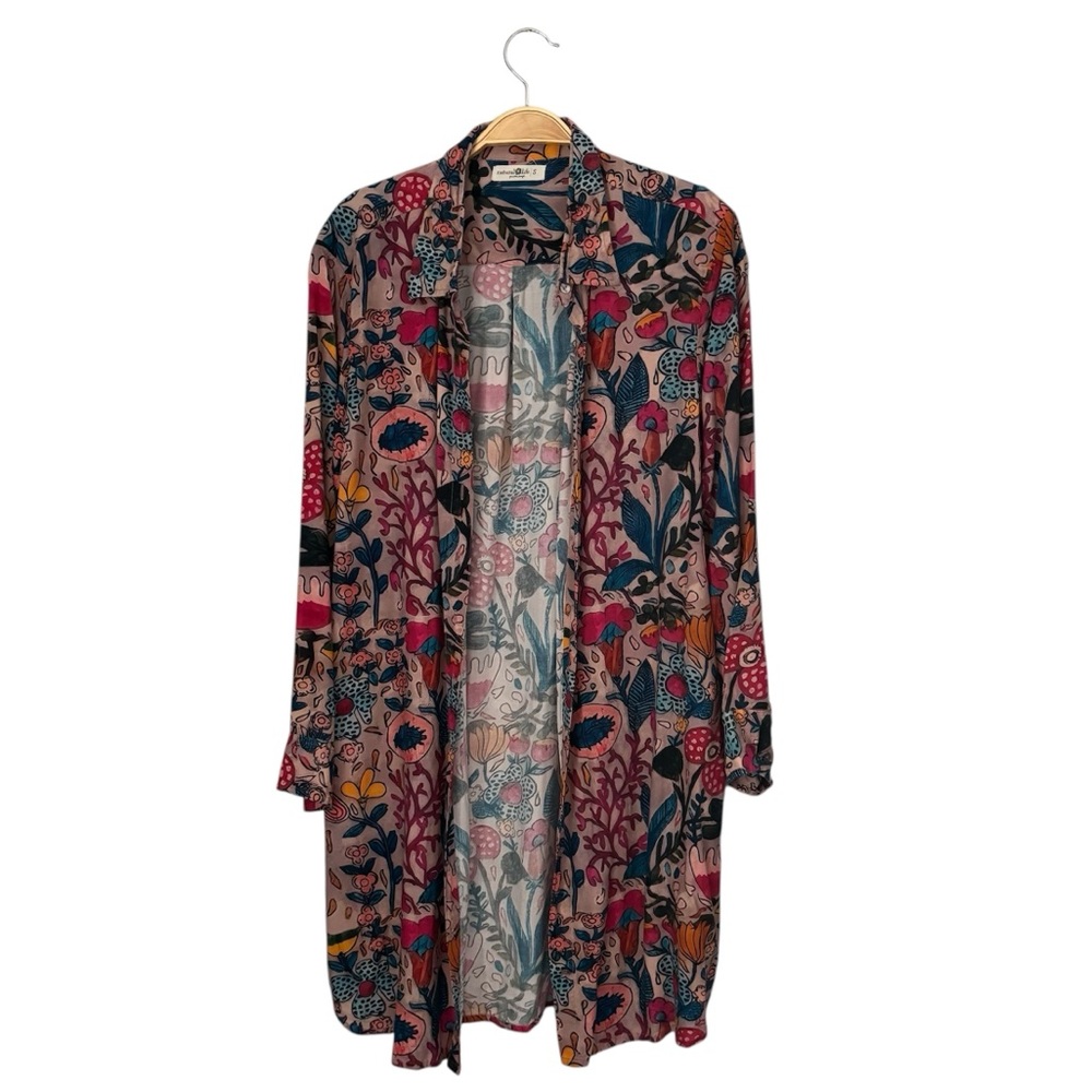 NATURAL LIFE Georgia Shirt Button Down Pocket Floral Pink Multi-Color Dress S